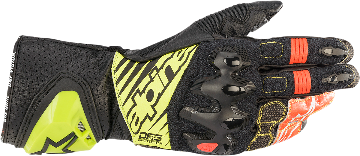 Alpinestars GP Tech V2 S Gloves - Black/Fluo Yellow/White/Fluo Red, Small