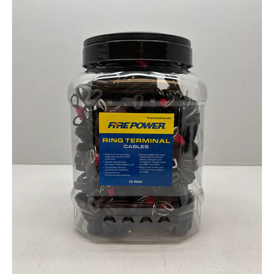 25/Pk Ring Jar Display Ring Terminal Cables