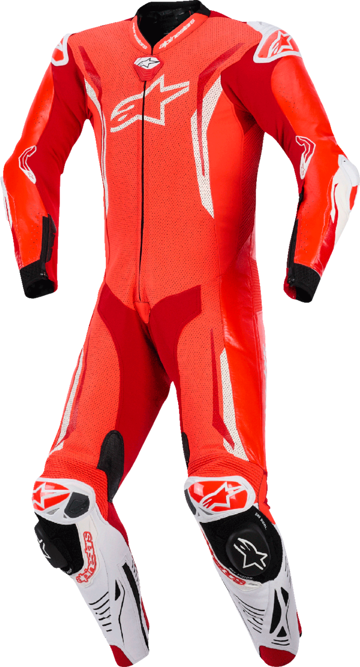 Alpinestars GP Tech v5 1-Piece Leather Suit * Red Fluo, Bright Red & White * US 46 / EU 56