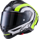 Alpinestars Supertech R10 Helmet - 22.06 - Arius - Gloss Black/Silver/Yellow Fluo - Small