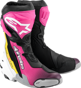 Alpinestars Supertech R Motorcycle Boots - Black, Magenta, White & Yellow, US 6 / EU 39