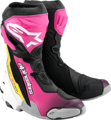 Alpinestars Supertech R Motorcycle Boots - Black, Magenta, White & Yellow, US 6 / EU 39