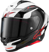 Alpinestars Supertech R7 Helmet - 22.06 Certification, Carbon Composite Shell, 2XL Gloss Black/White/Red