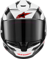 Alpinestars Supertech R7 Helmet - 22.06 Certification, Carbon Composite Shell, 2XL Gloss Black/White/Red