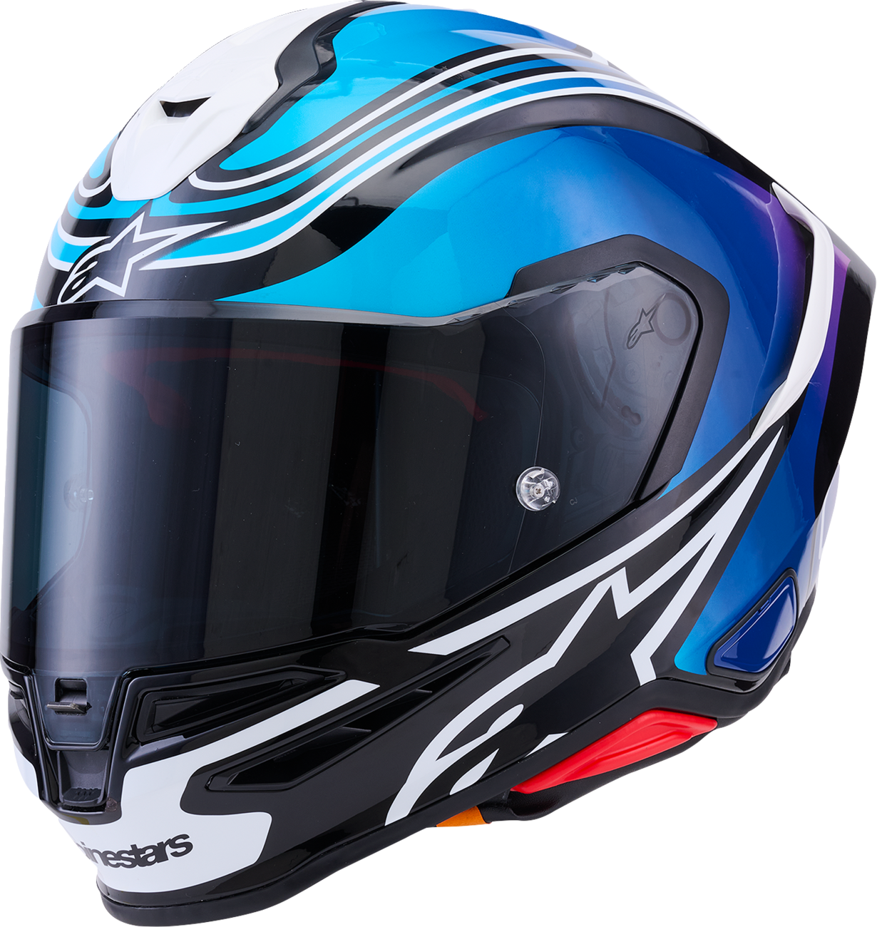 Alpinestars Supertech R7 Helmet - Zeal, Large, Gloss Black/Blue/Pink Fluo/White (Part No. 8202826-1636-L)