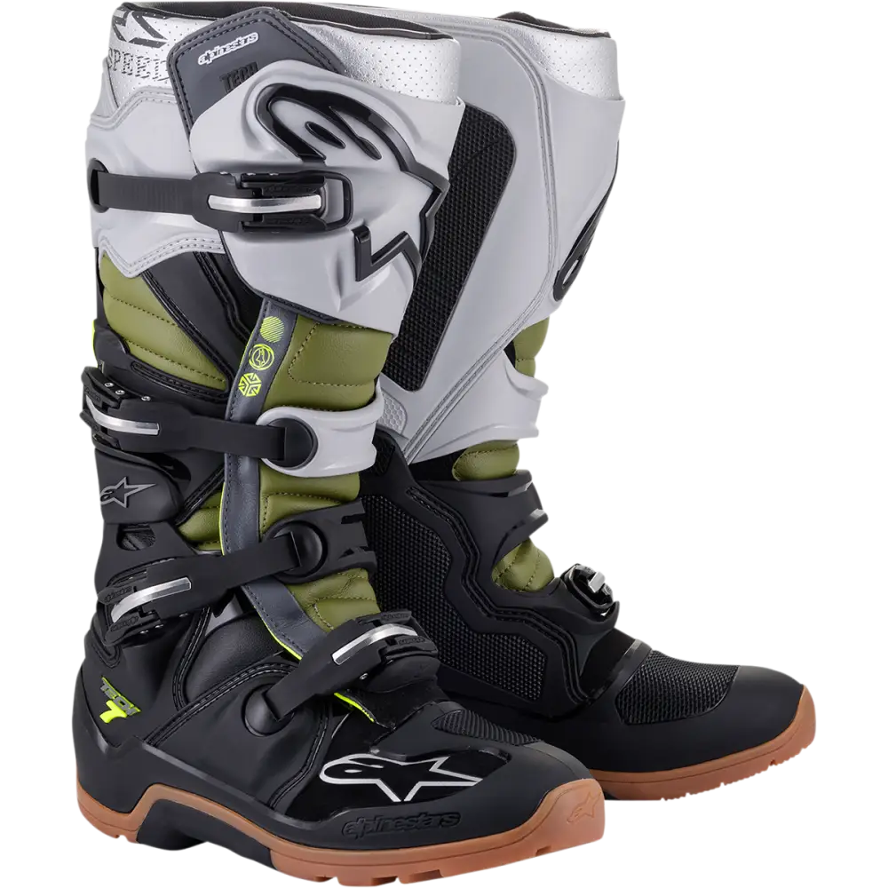 ALPINESTARS Tech 7 Enduro Boots - Black/Silver/Green - US 8 2012114-1916-8