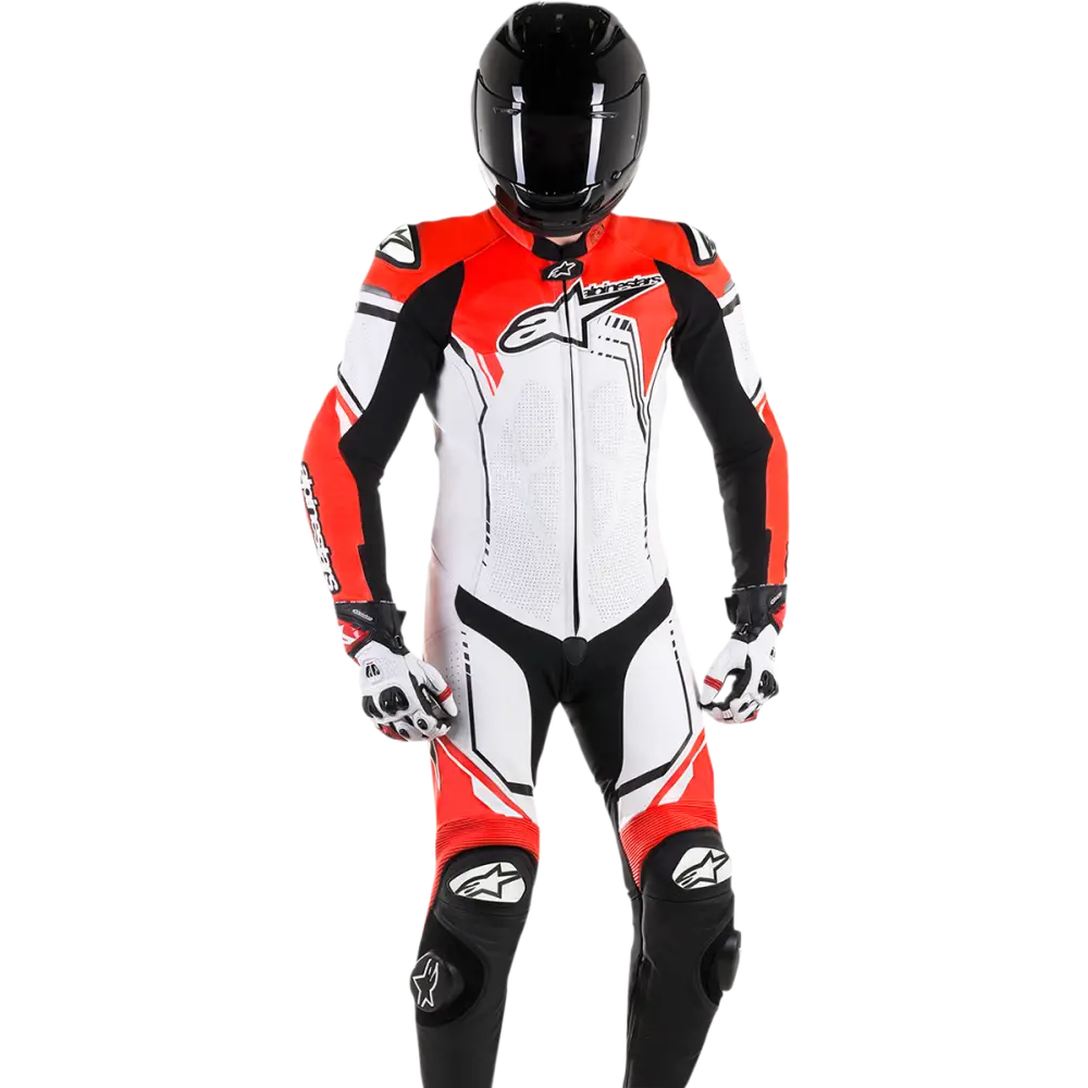 ALPINESTARS GP Plus v2 1-Piece Leather Suit - White/Black/Red Fluorescent - US 40 / EU 50 3150518-233-50