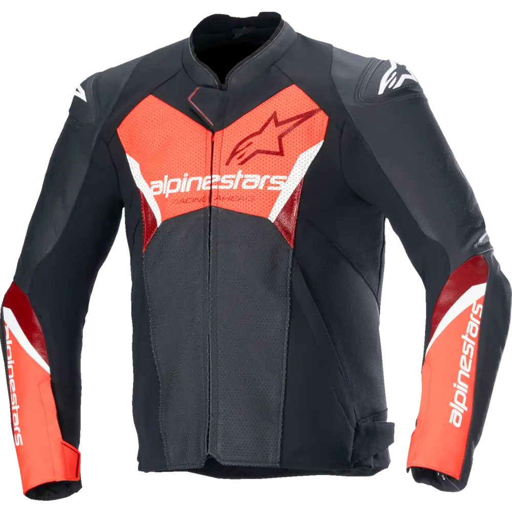 ALPINESTARS Faster v3 Airflow Leather Jacket - Black/Red Fluo - US 38 / EU 48 3103625-1030-48