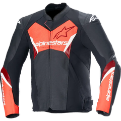 ALPINESTARS Faster v3 Airflow Leather Jacket - Black/Red Fluo - US 38 / EU 48 3103625-1030-48