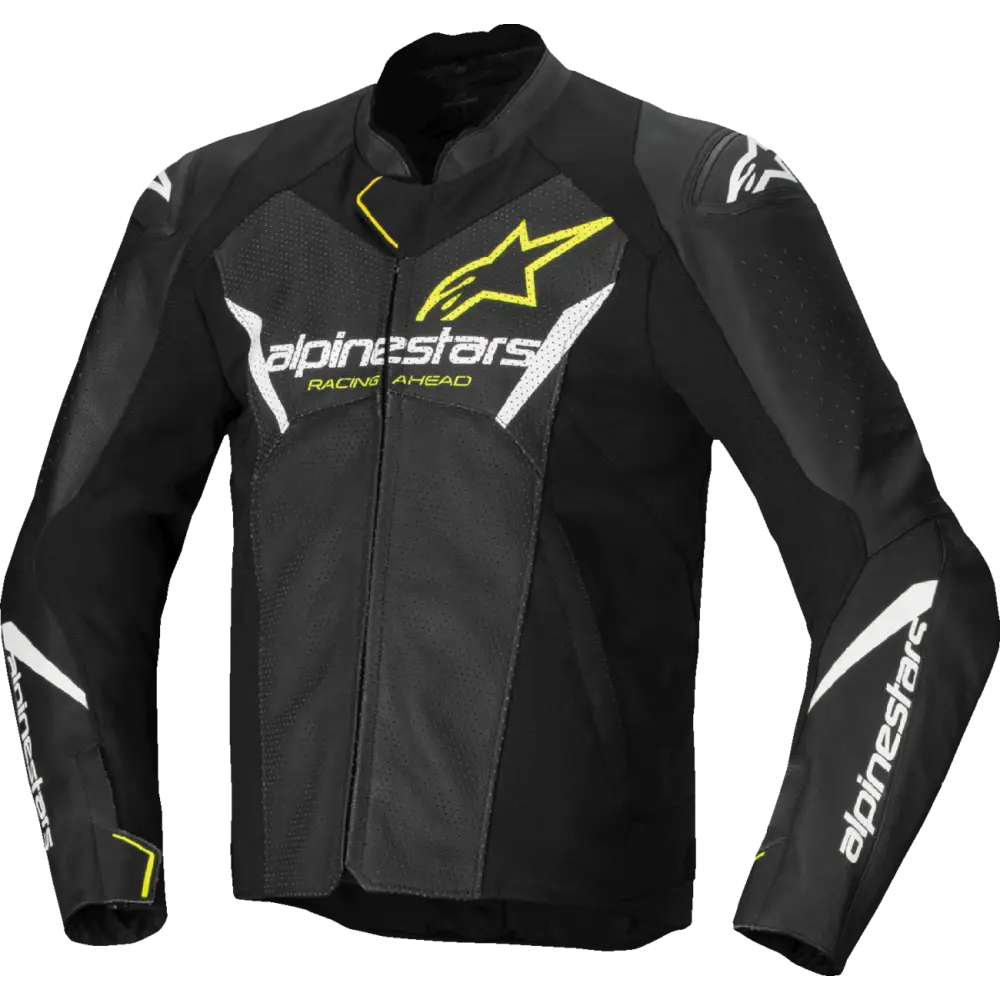 ALPINESTARS Faster v3 Airflow Leather Jacket - Black/White/Yellow Fluo - US 38 / EU 48 3103625-125-48