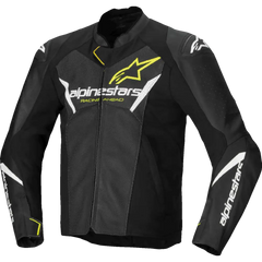 ALPINESTARS Faster v3 Airflow Leather Jacket - Black/White/Yellow Fluo - US 38 / EU 48 3103625-125-48