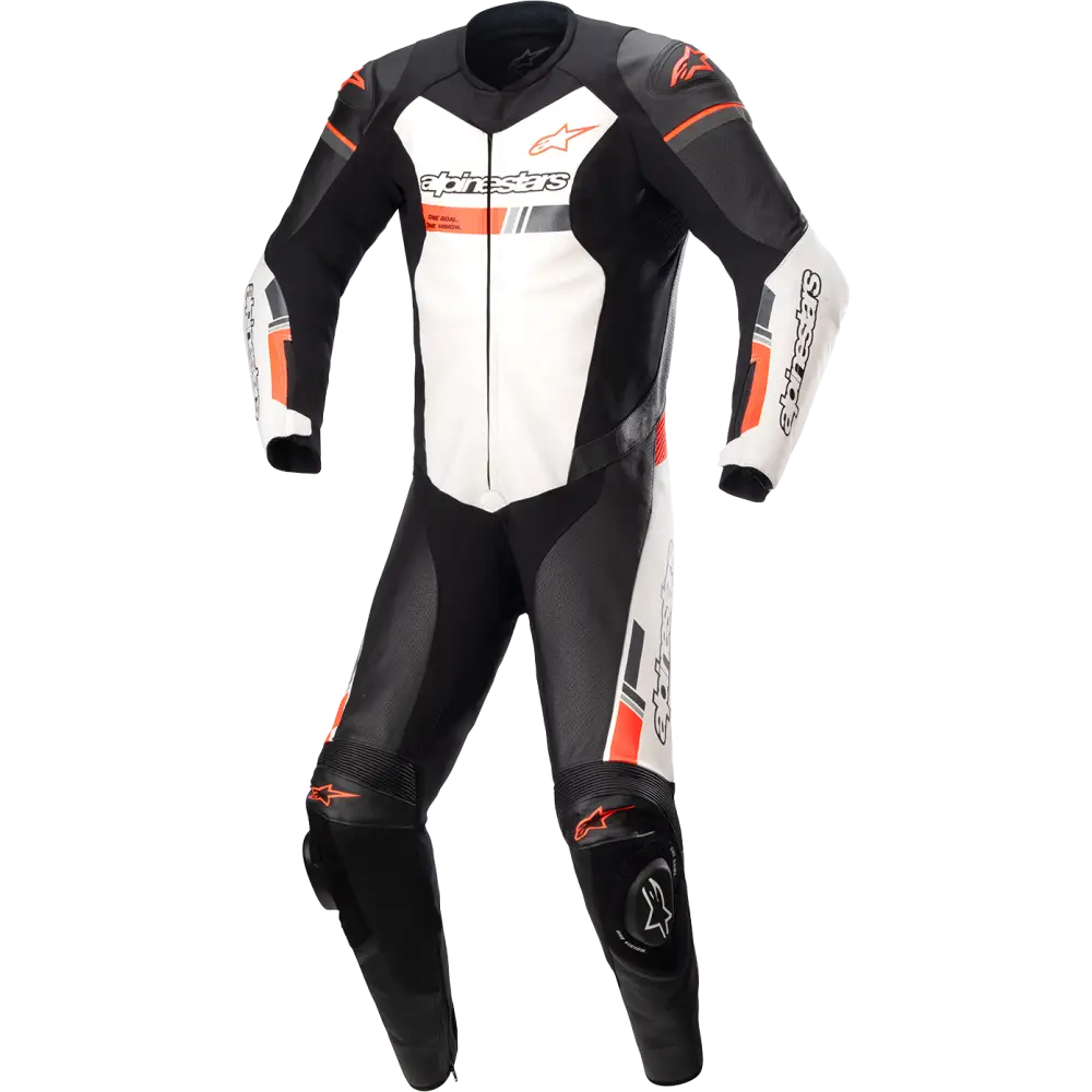 ALPINESTARS GP Force Chaser 1-Piece Leather Suit - Black/White/Red Fluo - US 38 / EU 48 3150321-1231-48