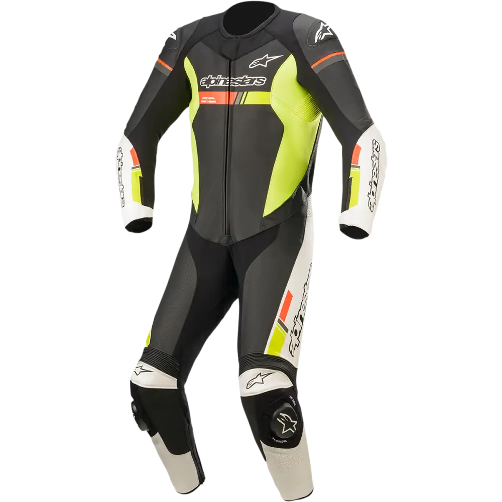 ALPINESTARS GP Force Chaser 1-Piece Leather Suit - Black/White/Red Fluo/Yellow Fluo - US 48 / EU 58 3150321-1236-58