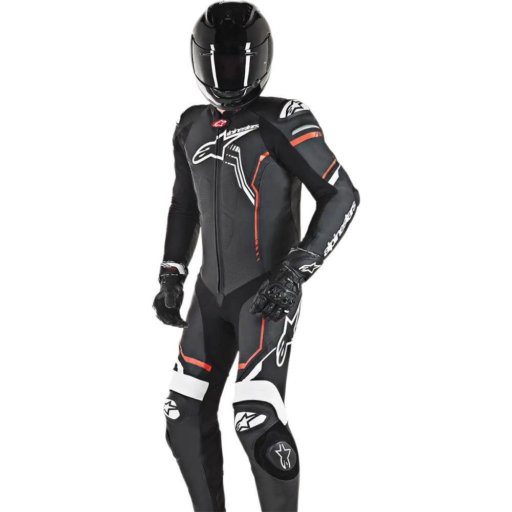 ALPINESTARS GP Plus v2 1-Piece Leather Suit - Black/Red Fluorescent - US 44 / EU 54 3150518-1231-54