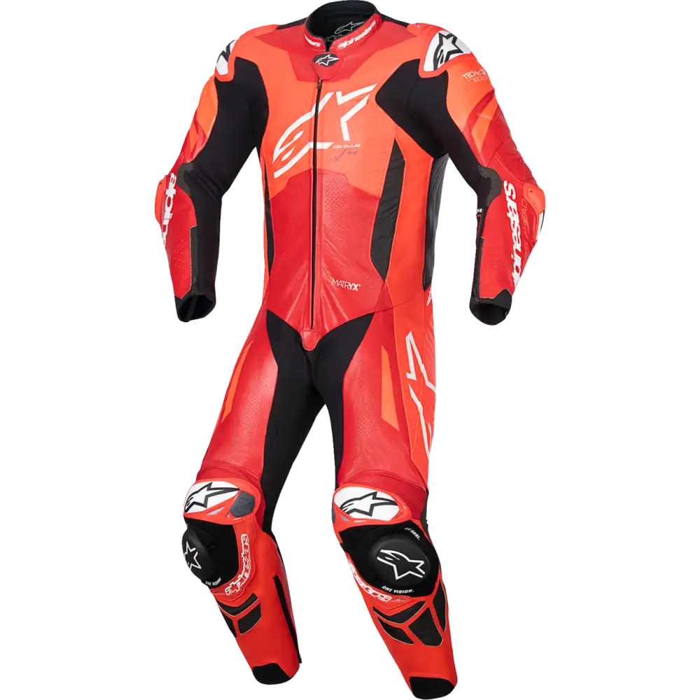 ALPINESTARS GP Plus v4 Sprint 1-Piece Leather Suit - Red Fluo/Mid Red/White - US 38 / EU 48 3150225-3087-48