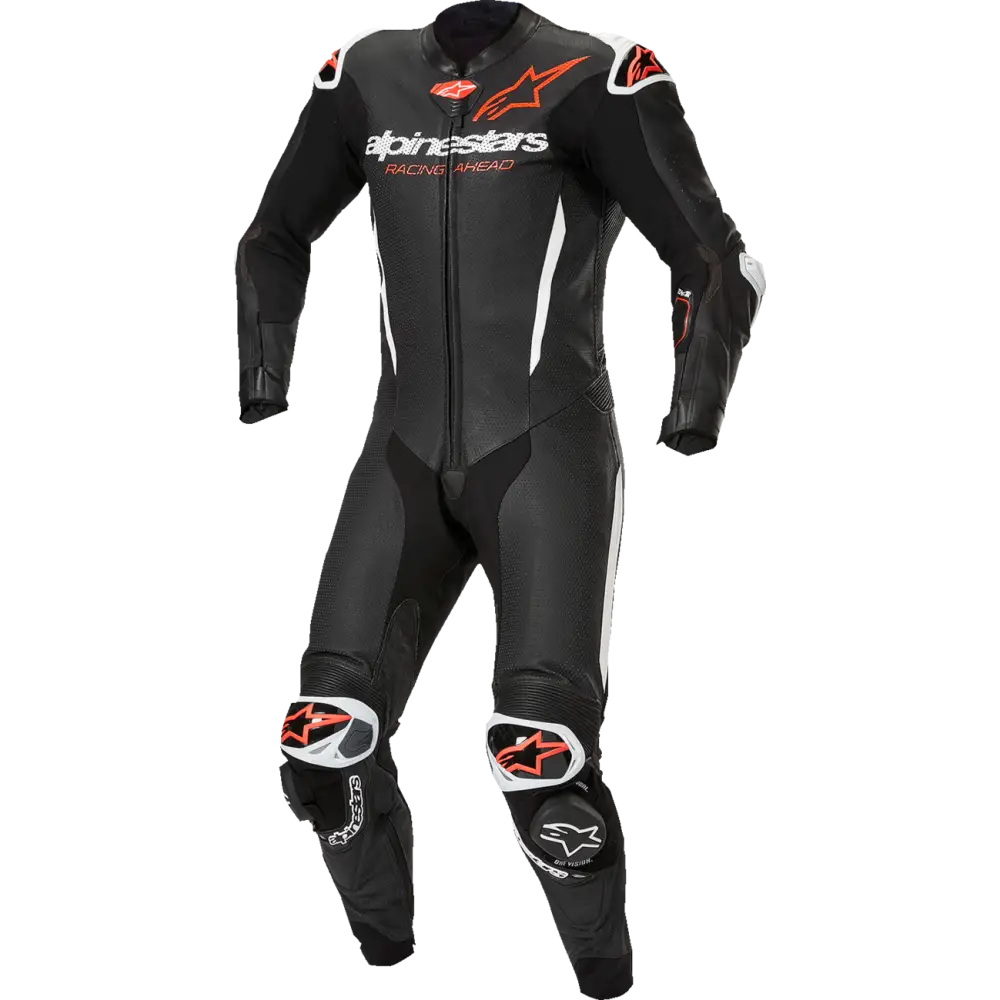ALPINESTARS GP-R7 1-PC Leather Suit - Black/White/Red Fluo - US 38 / EU 48 3150125-1231-48