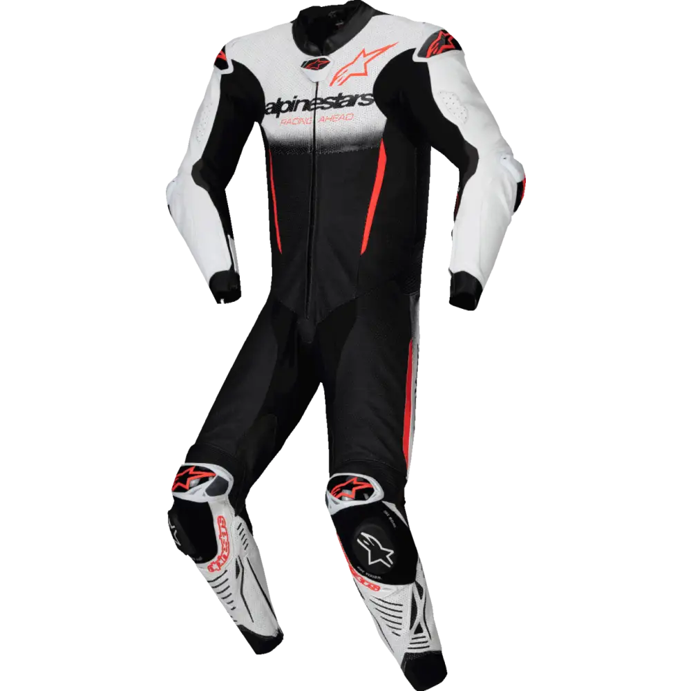 ALPINESTARS GP-R7 1-PC Leather Suit - White/Black/Red Fluo - US 38 / EU 48 3150125-233-48