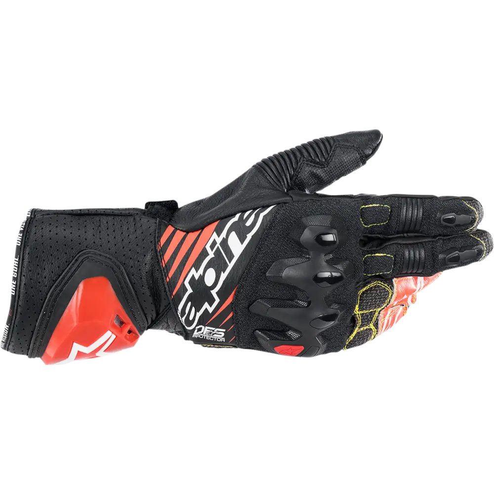 ALPINESTARS GP Tech v2 Gloves - Black/White/Fluo Red - Small 3556622-1231-S