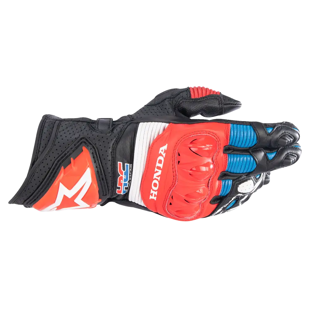 ALPINESTARS Honda GP Pro R3 Gloves - Black/Bright Red/Blue - 2XL 3556223-1317-2X