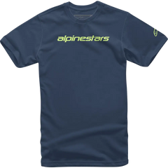 ALPINESTARS Linear Wordmark T-Shirt - Navy/Lime - Medium 1212-720207036M