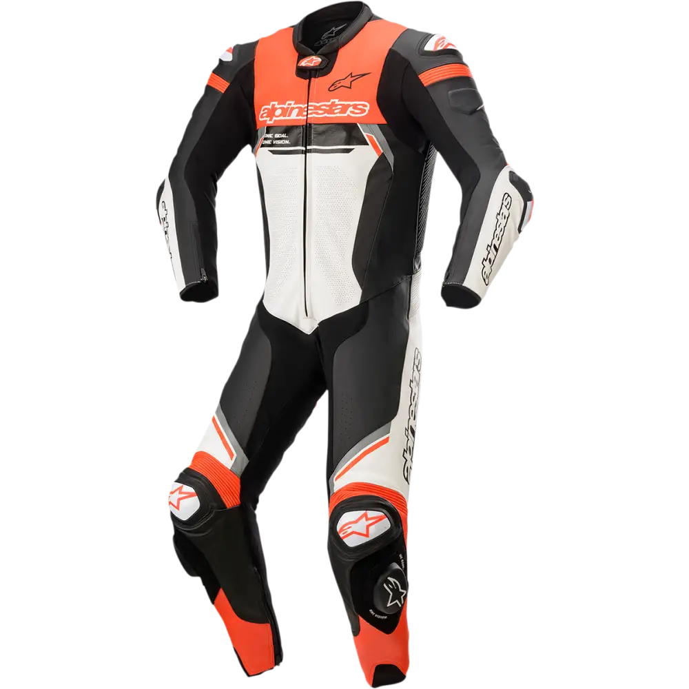 ALPINESTARS Missile Ignition v2 1-Piece Leather Suit - Black/White/Red Fluo - US 46 / EU 56 3150222-1231-56
