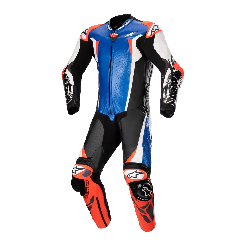 ALPINESTARS Racing Absolute v2 1-Piece Leather Suit - Metallic Blue/Black/White/Red Fluo - US 48 / EU 58 3156323718358
