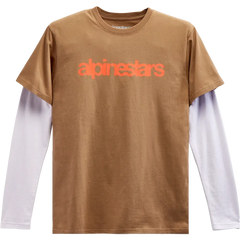 ALPINESTARS Stack Long-Sleeve Knit T-Shirt - Sand/Warm Red - 2XL 12137130023312X