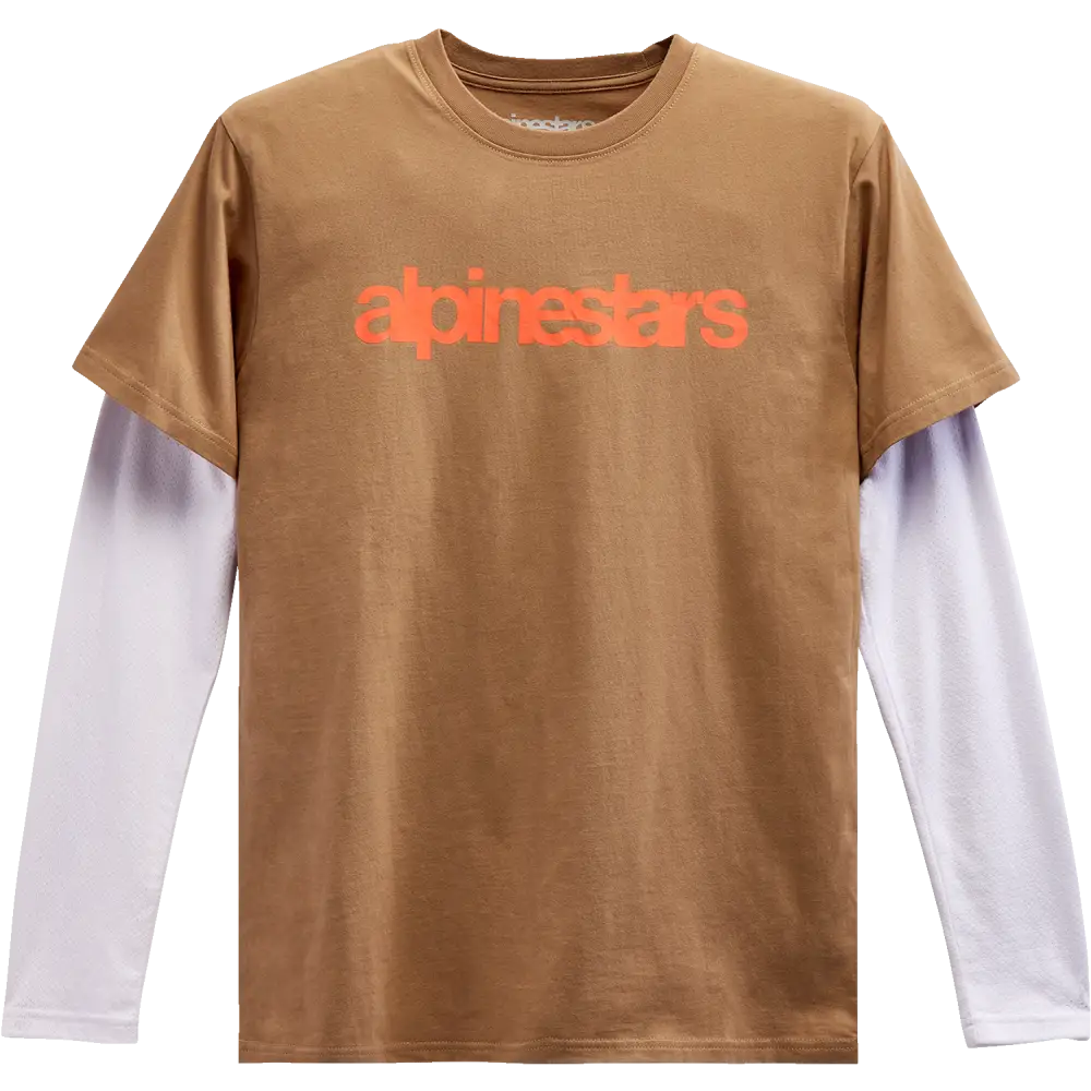 ALPINESTARS Stack Long-Sleeve Knit T-Shirt - Sand/Warm Red - Large 1213713002331L