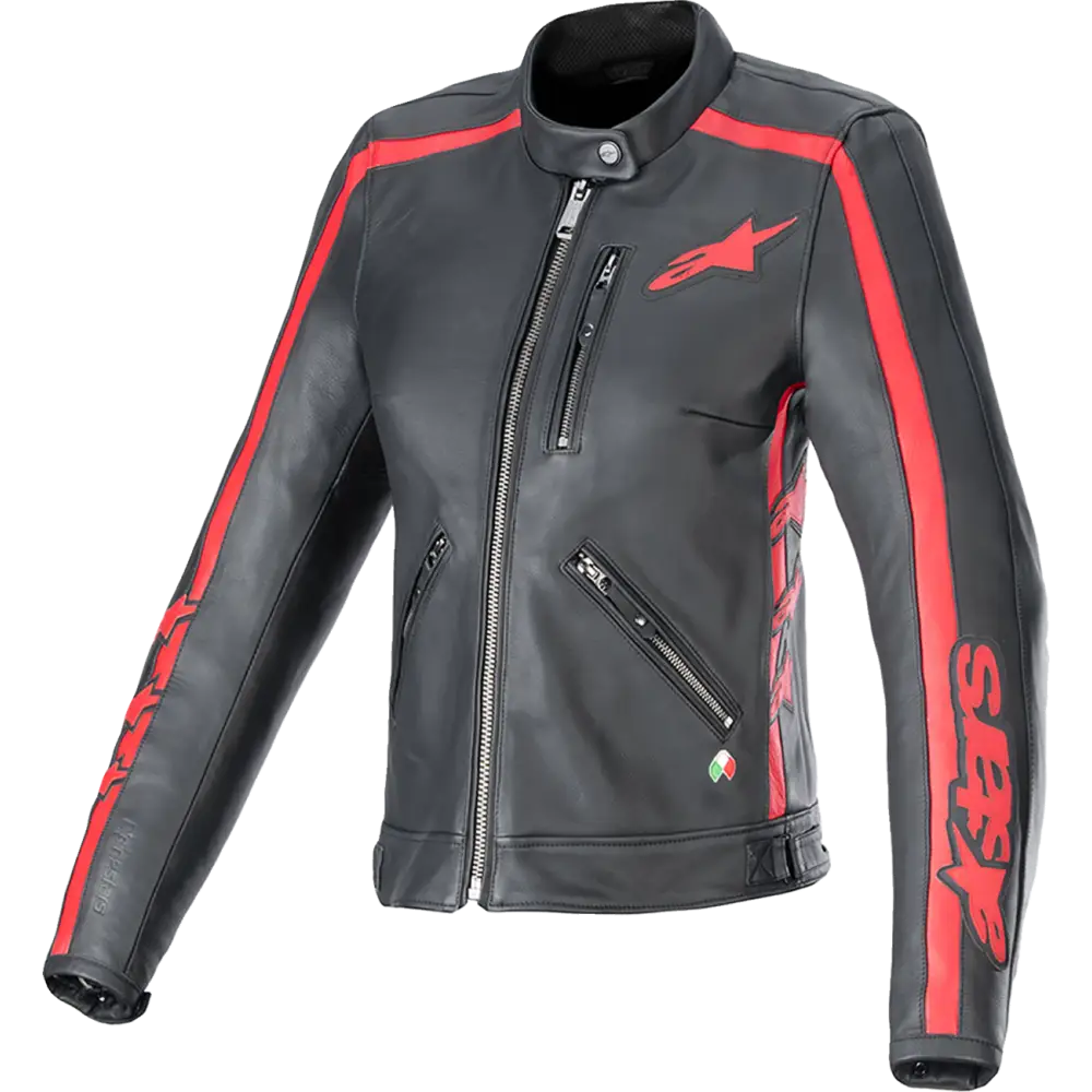 ALPINESTARS Stella Dyno Leather Jacket - Black/Haute Red - 2XL 3113924-1346-2X