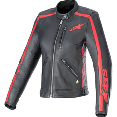 ALPINESTARS Stella Dyno Leather Jacket - Black/Haute Red - XS 3113924-1346-XS