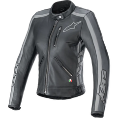 ALPINESTARS Stella Dyno Leather Jacket - Black Tar Gray/Dark Gray - XS 3113924-1296-XS
