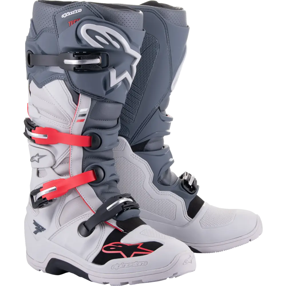 ALPINESTARS Tech 7 Enduro Boots - Gray/Red - US 10 2012114-9204-10