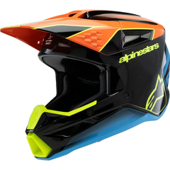 ALPINESTARS Youth SM3 Helmet - Fray - Gloss Black/Orange/Yellow Fluo - Large 8301625-1455-YL
