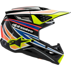 ALPINESTARS Youth SM3 Helmet - Wurx - Gloss Black/Yellow Fluo/Blue/Red Medium 8302025-1574-YM