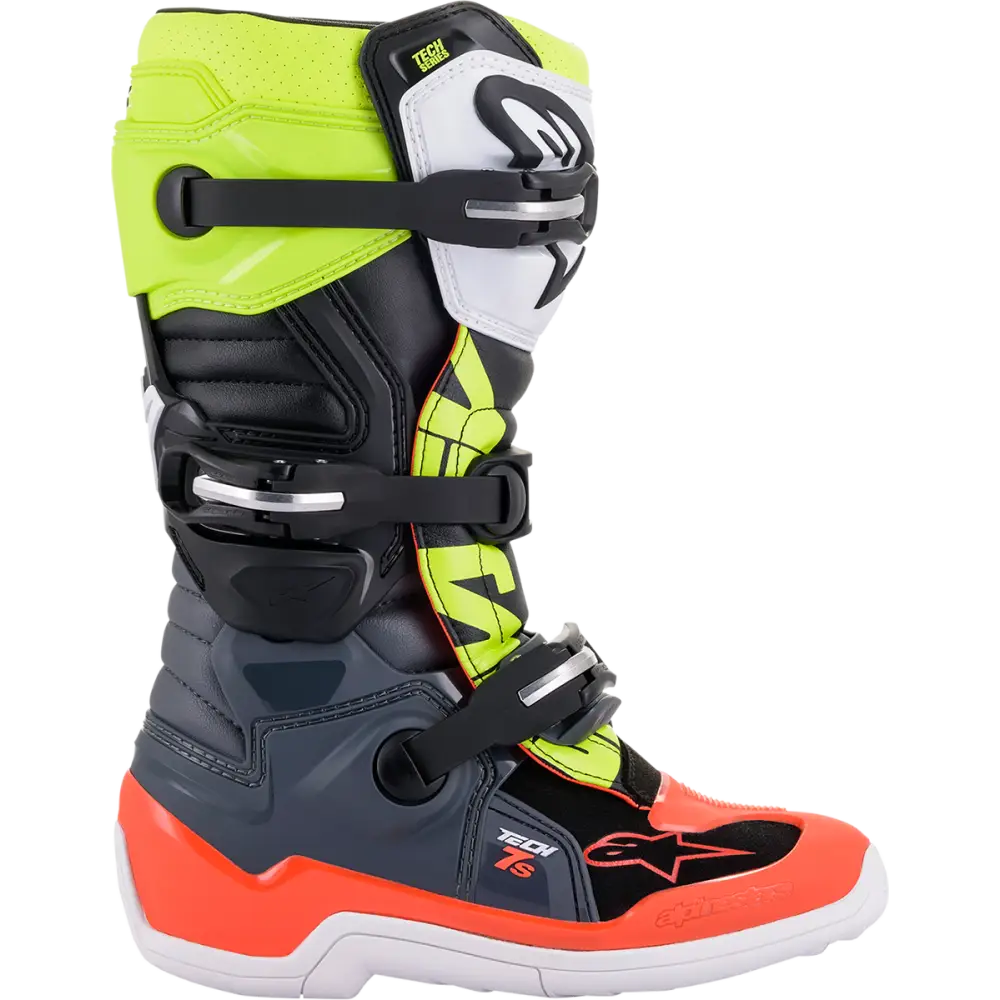 ALPINESTARS Youth Tech 7S Boots - Black/Gray/Red/White/Yellow - US 7 2015017-9058-7