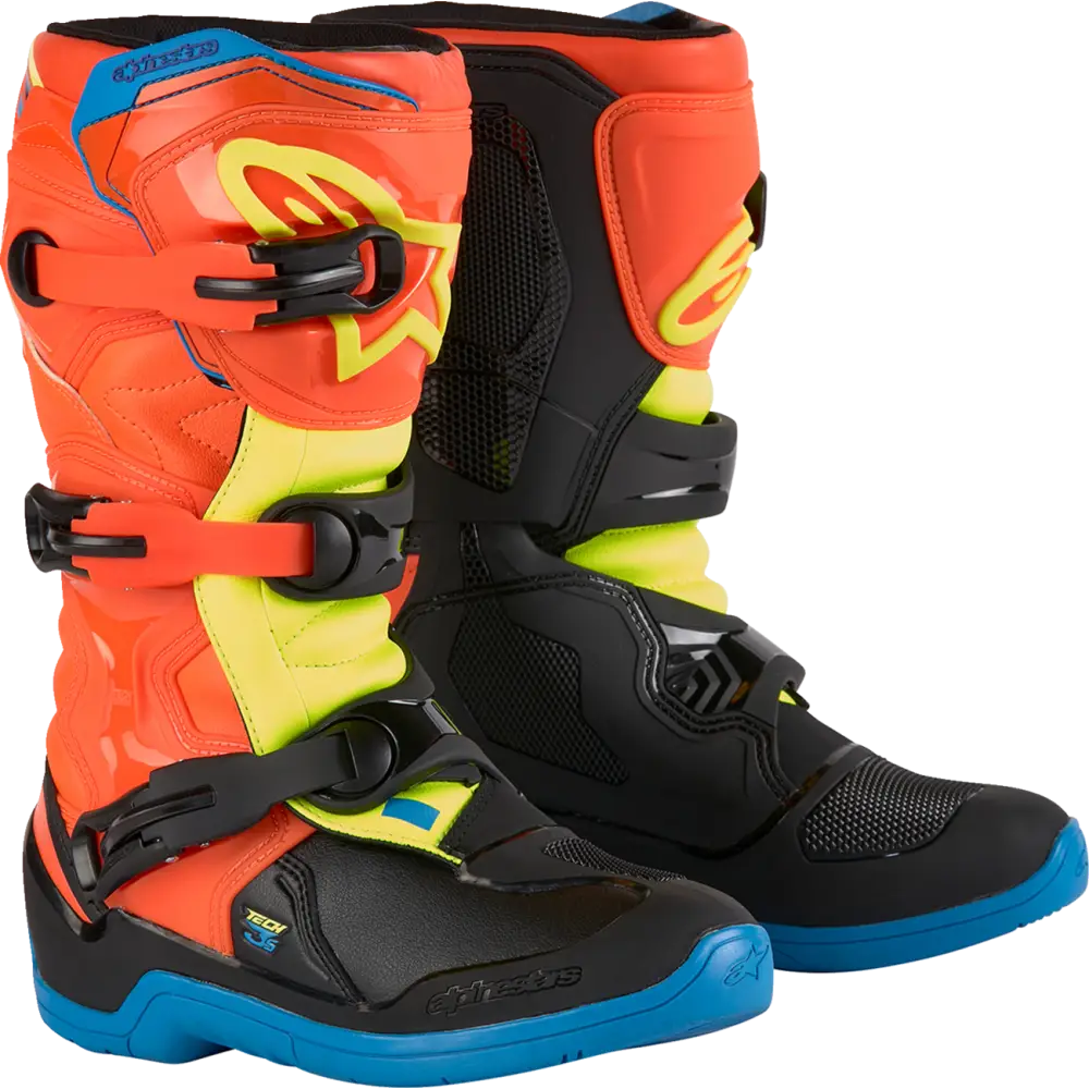 ALPINESTARS Youth Tech3S Boots - Orange/Blue/Yellow/Black - US 3 2014024-4755-3