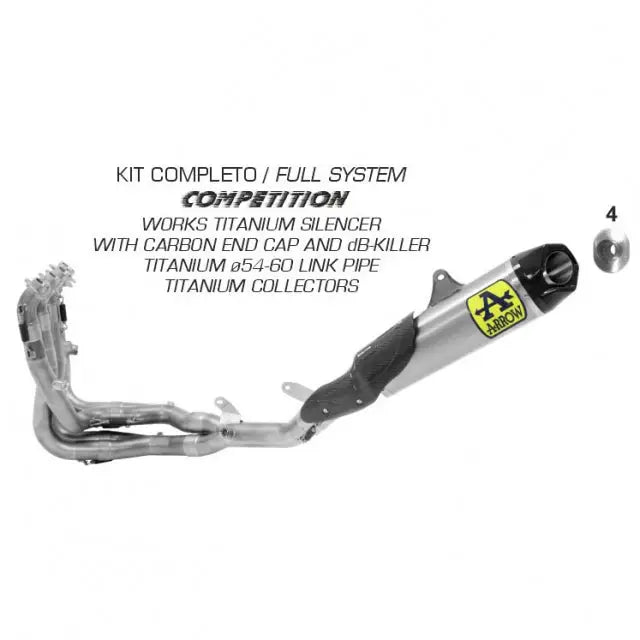 Arrow Honda CBR1000RR 20 -23 Competition Full System High Version With Titanium Works Silencer With Carbon End Cap E Db
