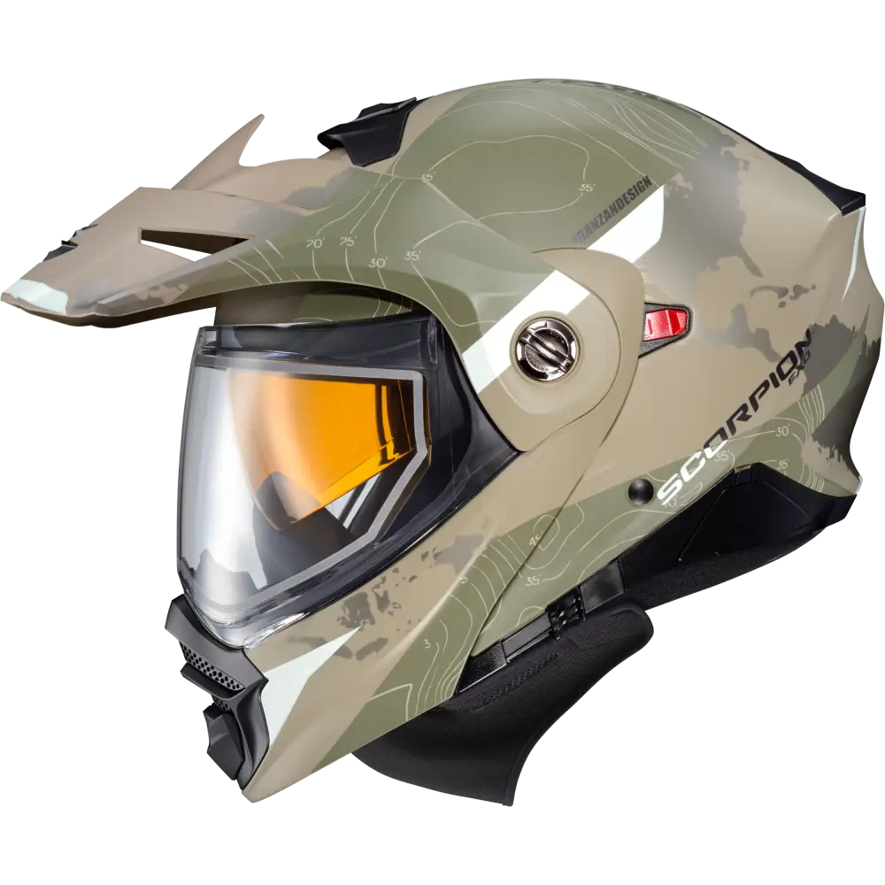Exo At960 Cold Weather Helmet Topographic Sand/Grn 2x (Dual)