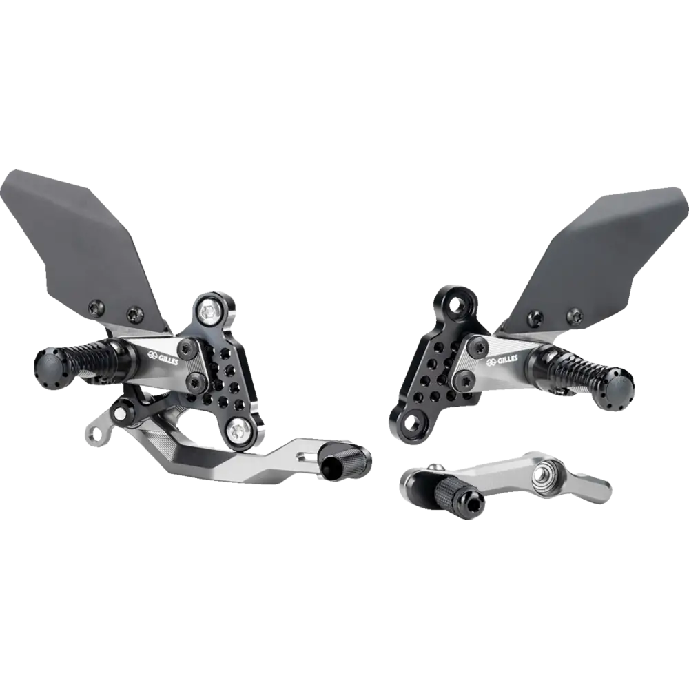 GILLES TOOLING Adjustable Rearset - Black/Chrome AS31GT3-Y15-B - Foot Control Group
