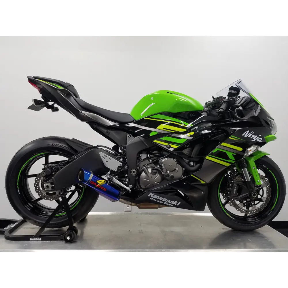 Kawasaki ZX-6R Cat-Back Slip-on ElecTricK bLUE Exhaust - Parts