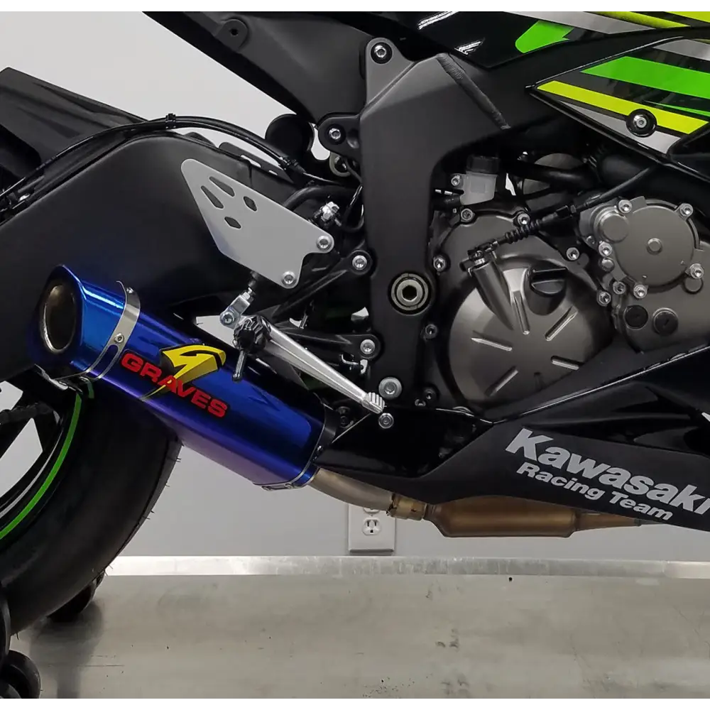 Kawasaki ZX-6R Cat-Back Slip-on ElecTricK bLUE Exhaust - Parts