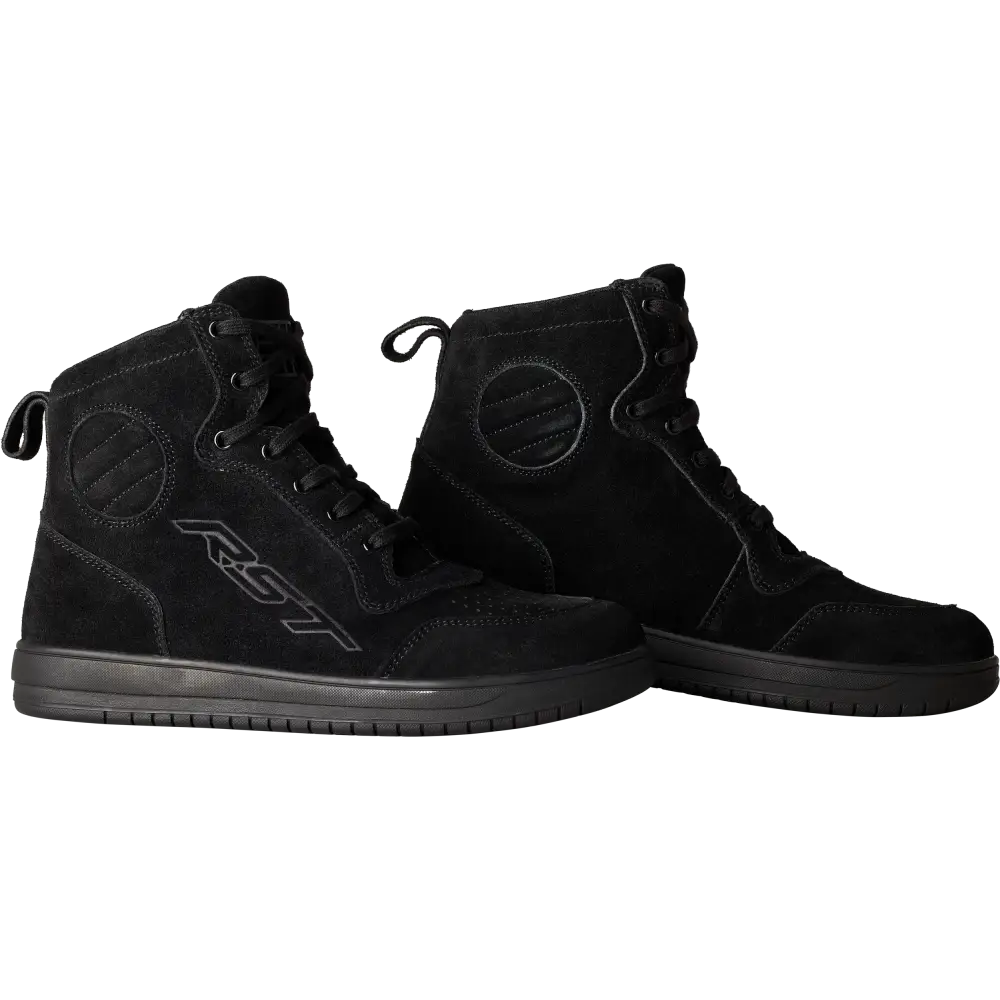 Ladies Hitop Moto Sneaker Ce Black Suede Sz 5