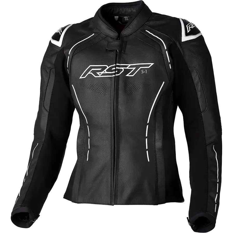 Ladies S1 Ce Jacket Black/White Leather Xs