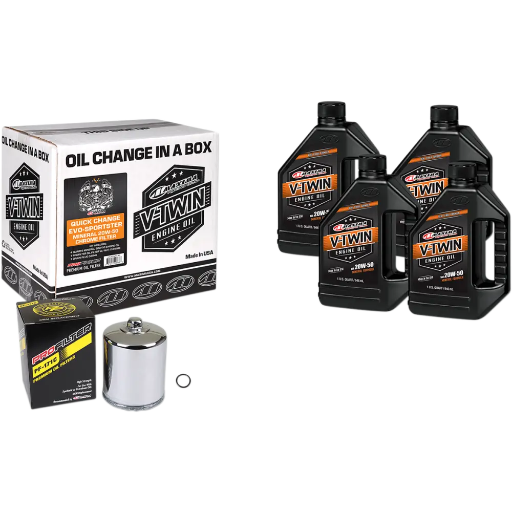 MAXIMA RACING OIL Evo/XL Quick Oil Change Kit - Chrome Filter 90-069014PC