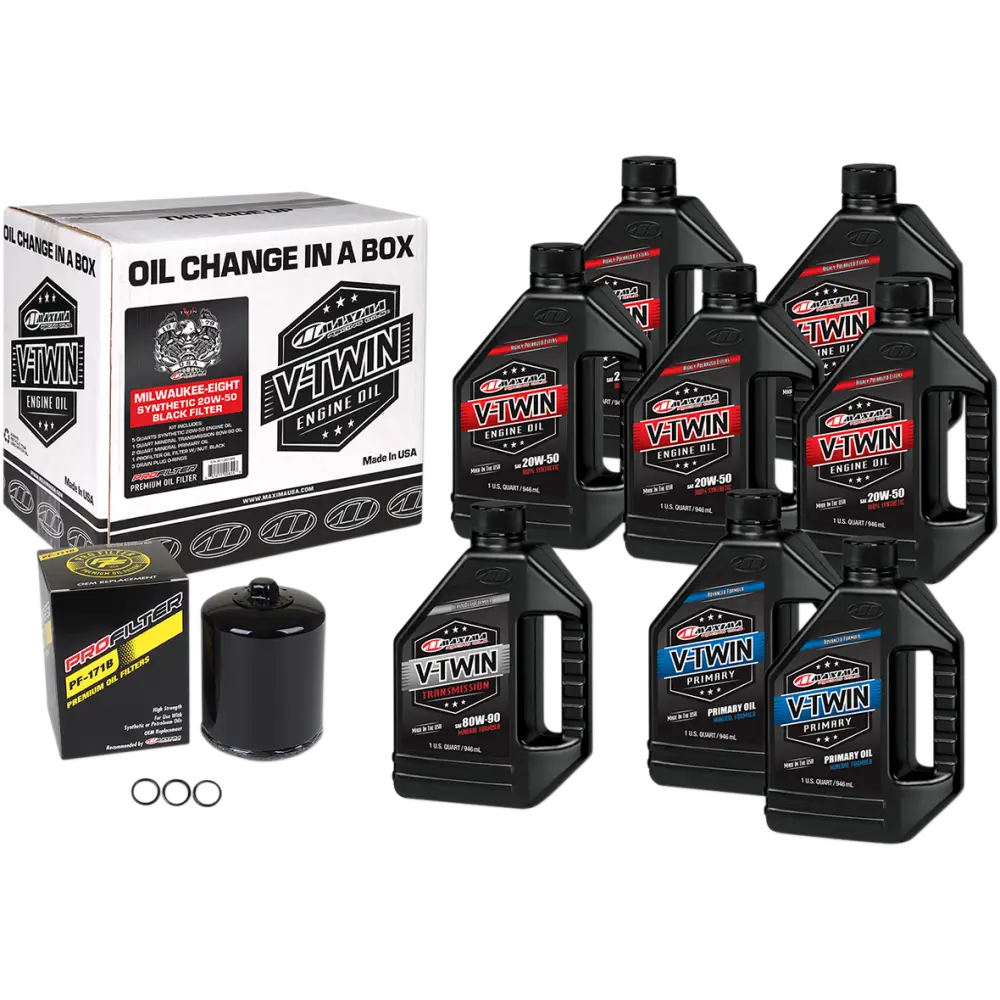 MAXIMA RACING OIL M8 Synthetic 20W-50 Oil Change Kit - Black Filter 90-129018PB