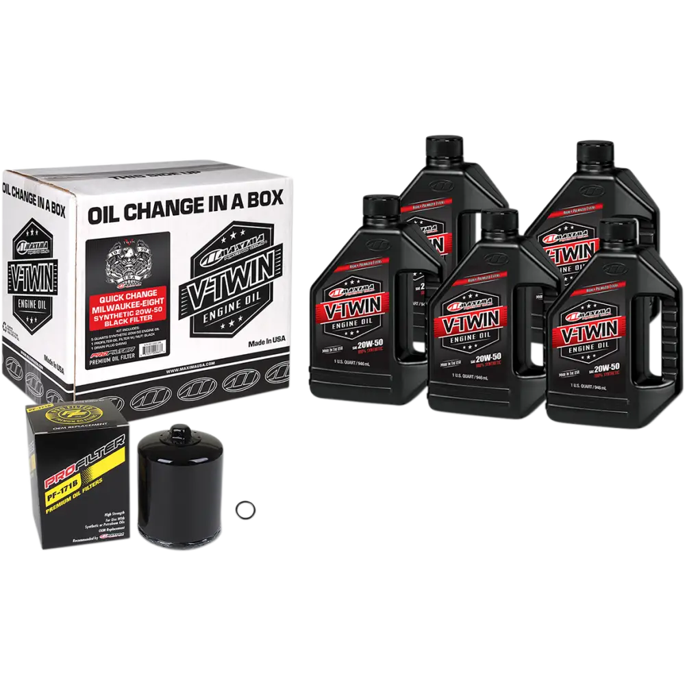 MAXIMA RACING OIL Quick Change M8 Synthetic 20W-50 Oil Change Kit - Black Filter 90-129015PB