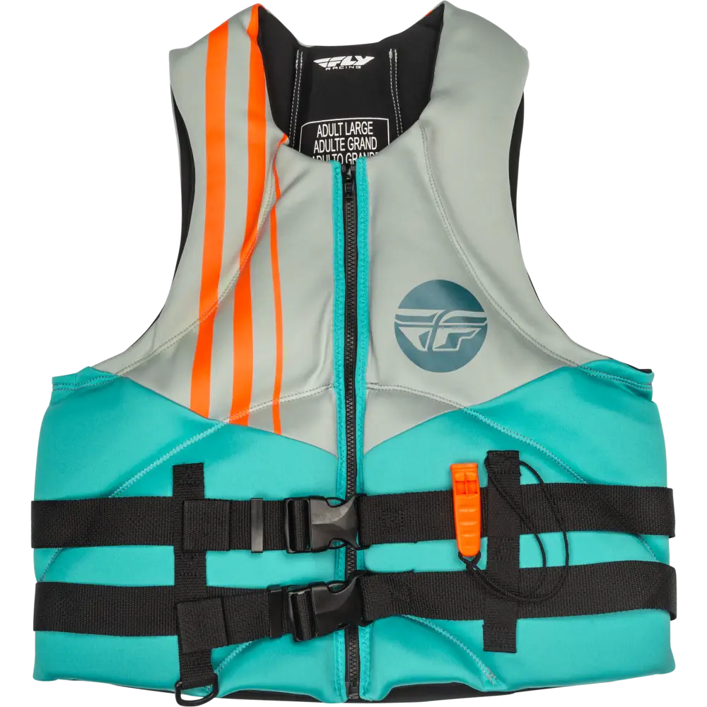 Neoprene Flotation Vest Teal/Grey/Orange Md