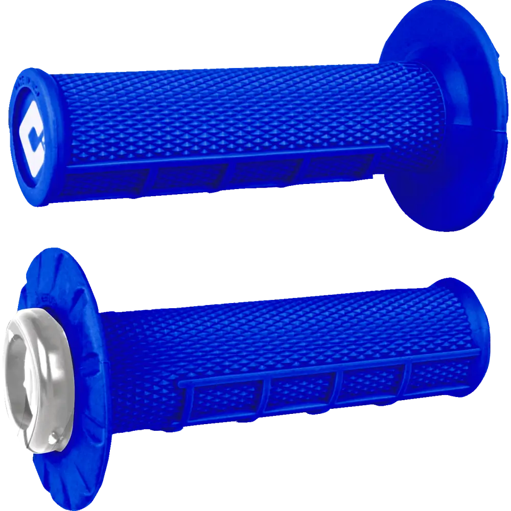 ODI Half Waffle v2.1 Lock-On Grips - ATV/MX - Bright Blue/Silver J33HWU-S