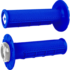 ODI Half Waffle v2.1 Lock-On Grips - ATV/MX - Bright Blue/Silver J33HWU-S
