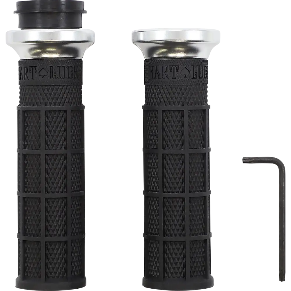 ODI Hart-Luck Signature V-Twin Lock-On* Grips - TBW - Black/Silver V31HTW-BB-S